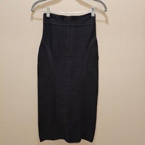 NWOT Bebe Midi Bandage Bodycon Black Skirt Size SP